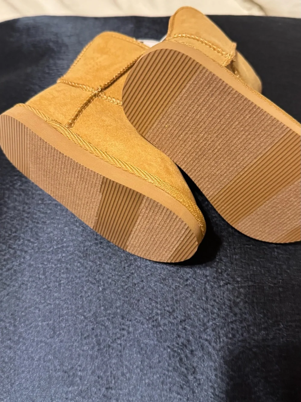 NWT Kids Tan Faux-Suede, Faux-Fur Boots